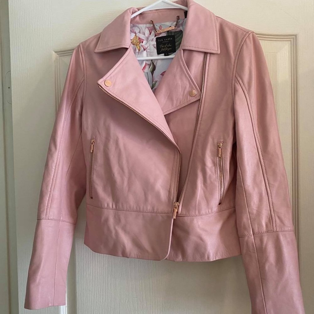 Ted Baker Lizia Minimal Biker Jacket, Lamb Leather